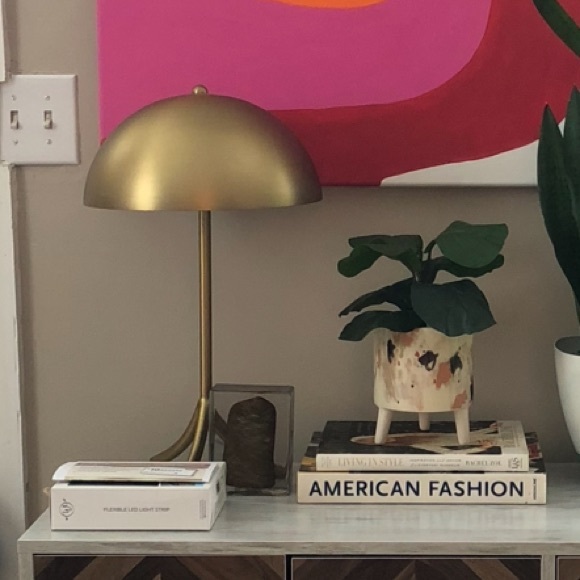 PROJECT 62 • Elegant Gold Brass Dome Shade Metal Table Lamp - Picture 3 of 13